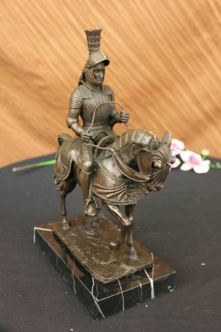 Vintage Signed Knight Warrior Bronze Statue By Milo Sculpture Marble Figurine Nr