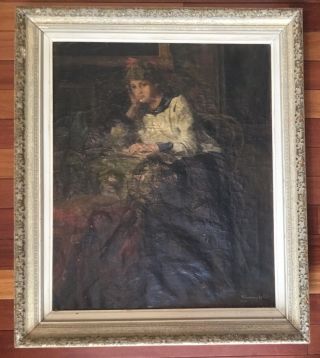 Fine Antique Portrait Of A Lady Oil Painting Signed Illegible Listed Artist ?