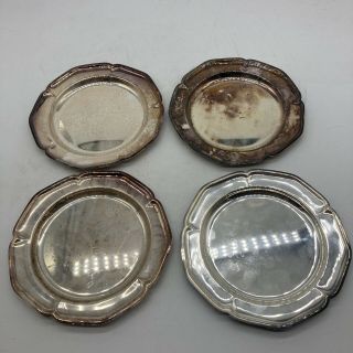 Set Of 4 Wm Rogers Silverplate 988 Dessert Plates Vintage