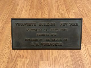 Antique Fw Woolworth Bronze Plaque Building Sign York 10 X 18 Inch