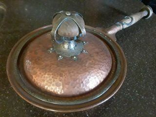 Antique Joseph Heinrichs Hammered Copper Brass Sterling Chafing Dish Only