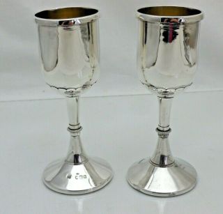 Antique Solid Sterling Silver Pair Arts & Crafts Goblets Or Cups (vvy)