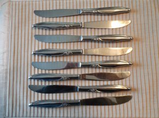 8 Dinner Knives,  Kenwood Stainless Steel Flatware,  " Forever Rose "
