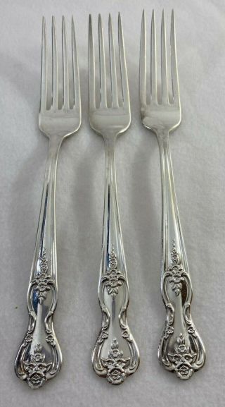 Wm Rogers Magnolia Inspiration 3 Dinner Forks 7 5/8 " Silverplate 1951