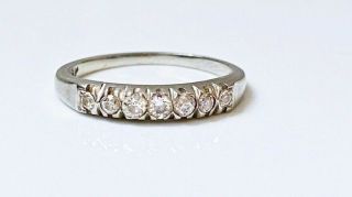 Antique Art Deco Vintage Diamond Wedding Band 18k White Gold Ring Size 3.  25