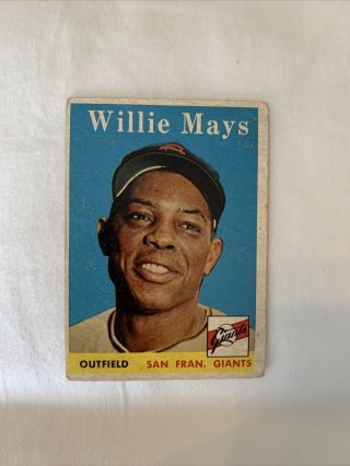 1958 Topps Willie Mays San Francisco Giants 5 Baseball Card Paper Loss On Back