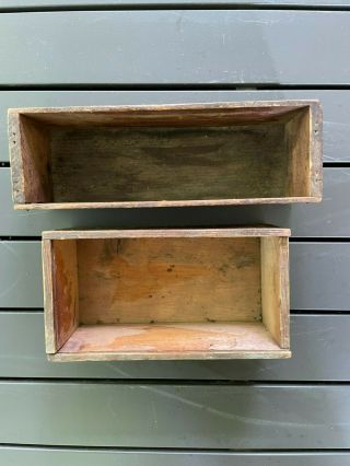 Set of 2 Vintage Small Wooden Crate Old Storage Boxes - Kraft Cheese 3