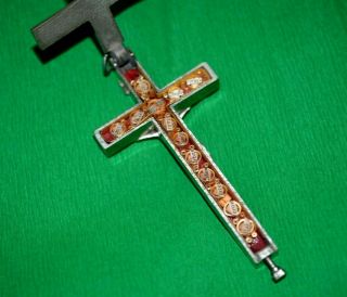 Antique Reliquary Relic Cross Of Jesus With 13 Saint Relicario Shrine Reliquie