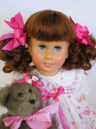 Restored Mattel Chatty Cathy Auburn Pigtail Pink Floral Baby Doll Dress Talks