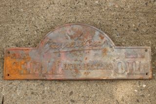 Antique 1930 ' s Cast Iron Shell Oil Sign Service Station Gas Station 6