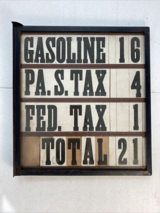 Antique Gas Pump Changable Gasoline Price Sign - 16 Cents