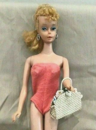 Vintage 1960 Blonde Ponytail Barbie 4 In With Clothes
