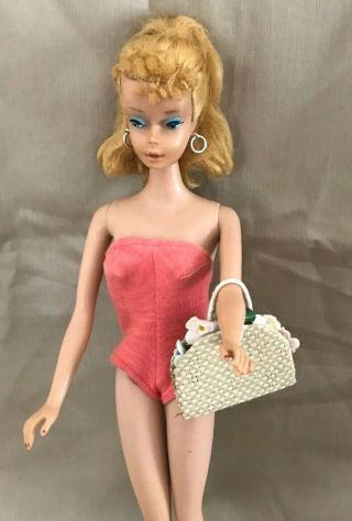 VINTAGE 1960 BLONDE PONYTAIL BARBIE 4 IN WITH CLOTHES 2