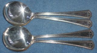 Set Of 4 National Silver " Adam " Round Cream Soup Gumbo Spoons 7 "