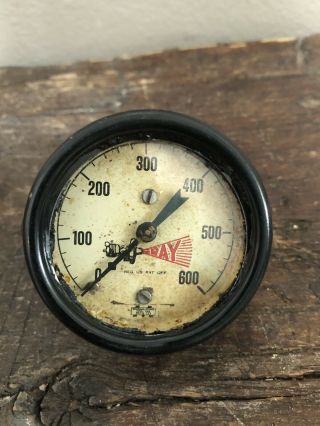 Vintage Antique Marshalltown Ray Test Pressure Gauge 600 Psi Steampunk Logo Iowa