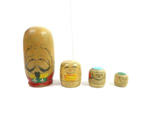Vintage Japanese Wooden Nesting Dolls 4 Piece Family