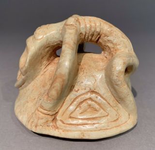Taino.  Marble Cemi/stamp.  Full Figure Lizard - Man.  Precolumbian