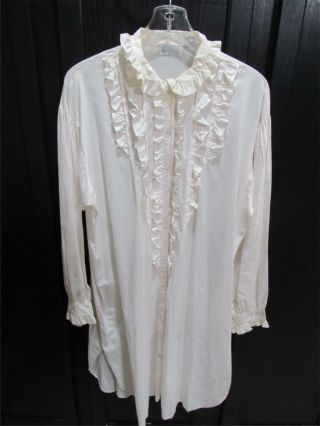 Barad & Co Vintage 1970s Pale Pink Ruffled Button Front Night Gown Size Medium