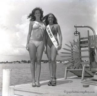 Bunny Yeager Black & White Camera Negative 2 Beauty Contest Winners On Pier 1977
