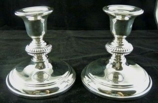Plain & Gadroon Weighted Sterling Candle Holders 4 1/4 " 81/26 By Birks Sterling