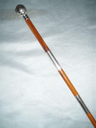 Antique Hallmarked Silver Presentation Military Swagger Cane.