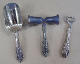 Vintage Wallace Silversmiths Bar Utensil Set Baroque Style Silver Plated