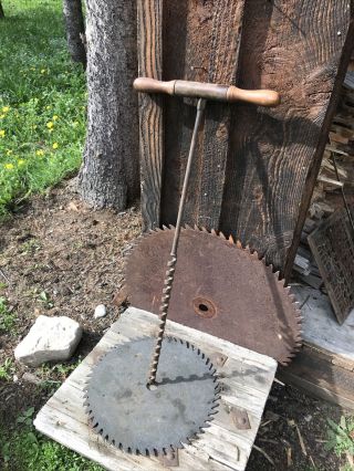 Antique Farm Tool Barn Beam 35”auger 1 " Bit Hand Drill /wooden Handle