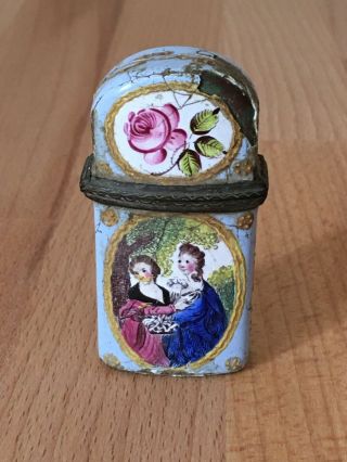 Antique 18th Century Bilston Enamel Etui Box / Perfume Bottle Case - Georgian