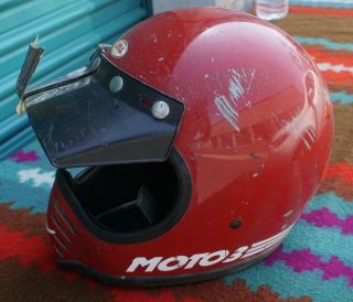 Vintage Bell Moto Star 3 Iii Red & White Stripe Motorcycle Helmet Size 7 1/4