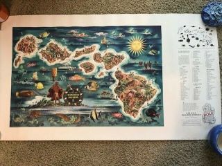 Vintage Poster Dole Map Of Hawaiian Islands