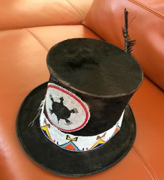 Antique,  Authentic,  Medicine Man,  Peace - time - Chief - Top Hat,  Native American. 5