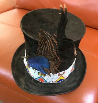 Antique,  Authentic,  Medicine Man,  Peace - time - Chief - Top Hat,  Native American. 6