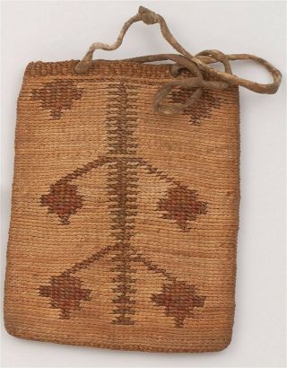 Ca1920s Native American Nez Perce Indian Woven Corn Husk Flat Bag Small Size