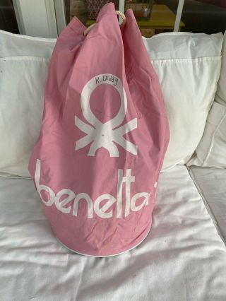 vintage united colors of Benetton drawstring backpack pink 2