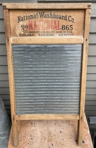 Vintage Antique National Washboard Co.  865 Laundry Ribbed Glass Washboard