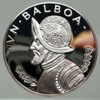 1984 Panama Large Silver Conquistador Antique Proof Silver Balboa Coin I92528