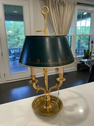 Antique Ornate Empire Fine Quality Bronze Brass Tole Bouillotte Table Desk Lamp