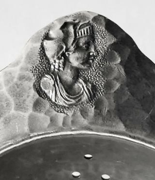 Rare 1890s Shiebler Sterling Silver Etruscan Medallion Tea Strainer Wood Handle