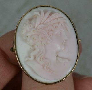 Victorian 9 Carat Rose Gold And Pink Stone Cameo Brooch