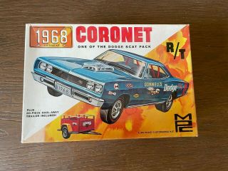 Vintage Mpc 1968 Dodge Charger Coronet Rt Model Muscle Car 1:25 Scale Kit - Rare