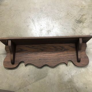 Vintage Solid Oak Wood Wall Shelf 28” Long Dark Stain 6”deep 8” Tall
