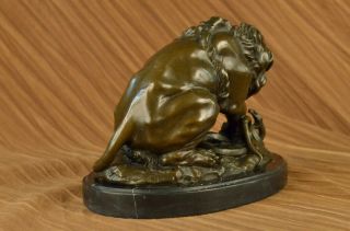 Bronze Lion and Snake Sculpture on a solid marble base Art Ornament BARYE Figure 6