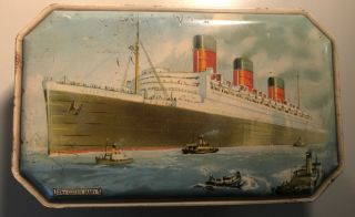Vintage Antique 1930s Benson’s Candies The Queen Mary Advertising Toffee Tin