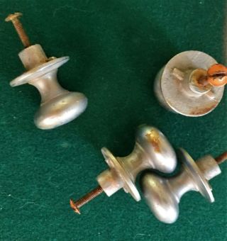4 Vintage Drawer Knobs,  Cast Silver Metal,  Very Heavy,  Includes Mounting Screws