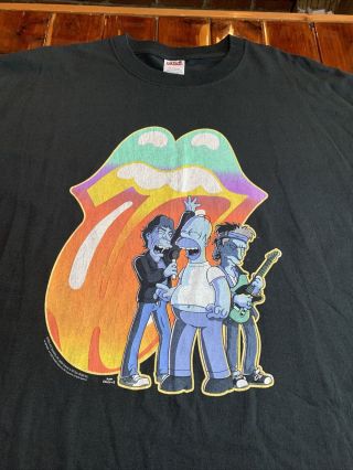 Vintage Rolling Stones Simpsons T Shirt Xl Band Tee Tv Promo
