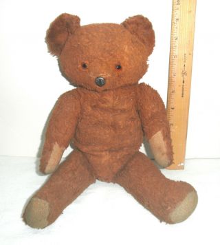 Vintage Mohair Jointed Teddy Bear Metal Button Nose Steiff Type Bear