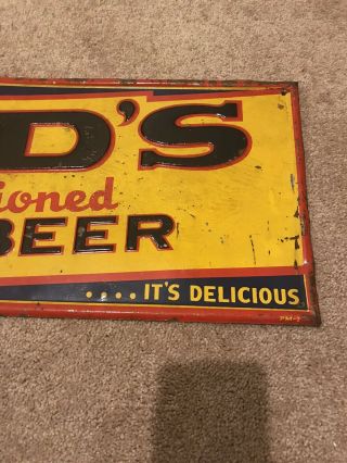Dads Root Beer Vintage Antique Advertising Sign 30x11” embossed 1940s PM - 2 3