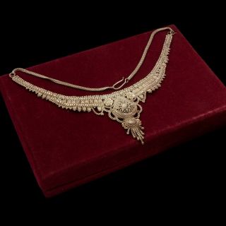 Antique Vintage Art Deco Sterling Silver Mughal Wedding Festoon Necklace 22.  6g