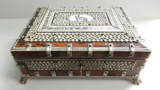 C1880s Vizagapatam Fine Quality Anglo Indian Faux Tortoiseshell Jewellery Box