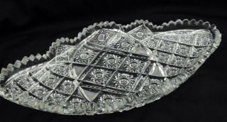 Antique Abp Cut Glass American Brilliant Period Crystal Celery Dish Tray 14 "